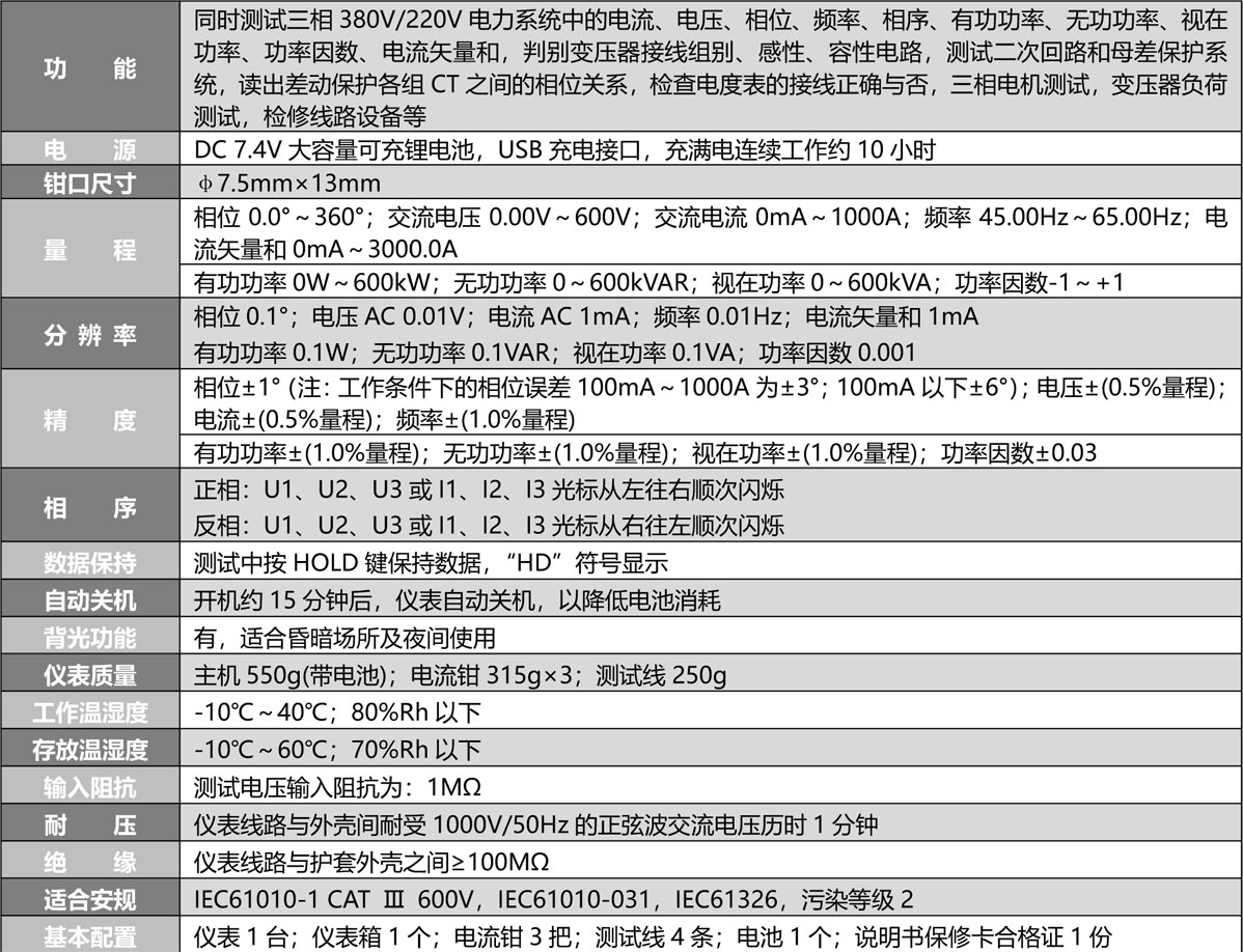 S230D 三相智能相位伏安表
